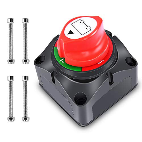 On/Off 12-48V Waterproof Battery Power Cut Master Switch Disconnect Isolator and 4 Mounting Bolts for Car Vehicle RV and Marine Boat Battery Switch 
